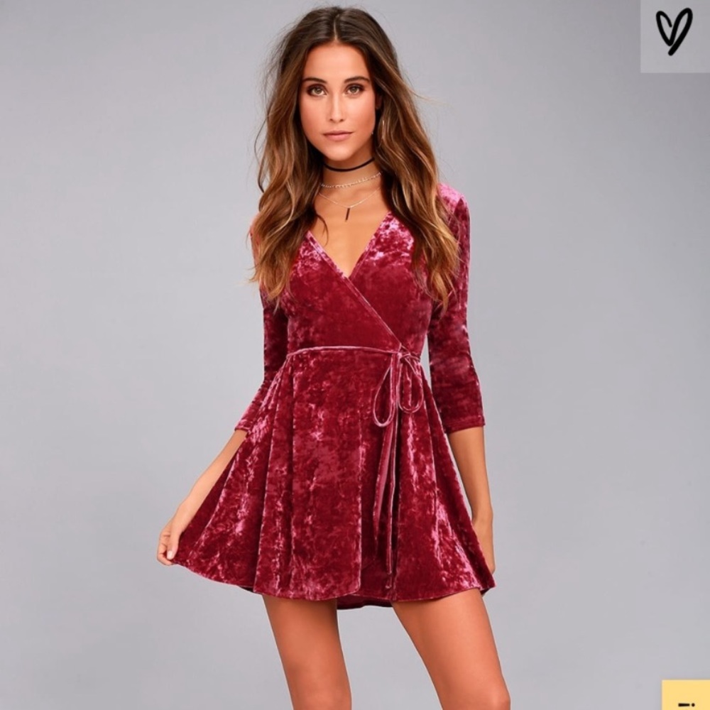 Lulu’s Red Velvet Dress- New with tags!
